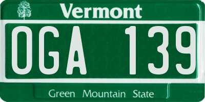VT license plate OGA139