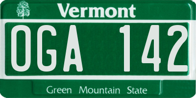 VT license plate OGA142