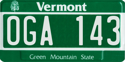 VT license plate OGA143