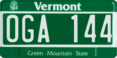 VT license plate OGA144