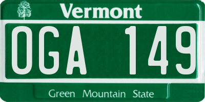 VT license plate OGA149