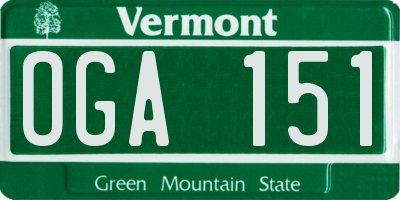 VT license plate OGA151