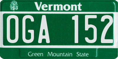 VT license plate OGA152