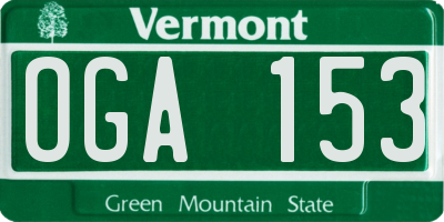 VT license plate OGA153