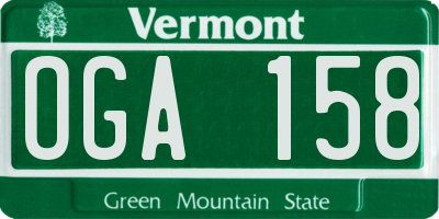 VT license plate OGA158