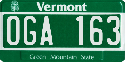 VT license plate OGA163