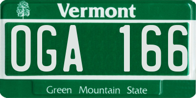 VT license plate OGA166