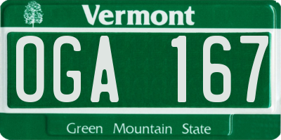 VT license plate OGA167