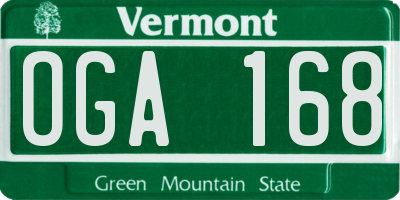 VT license plate OGA168