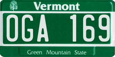 VT license plate OGA169