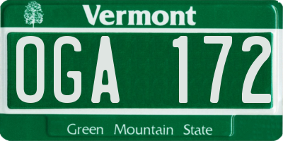 VT license plate OGA172