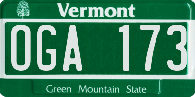 VT license plate OGA173