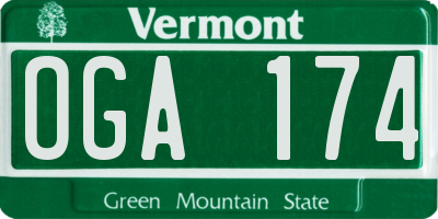 VT license plate OGA174