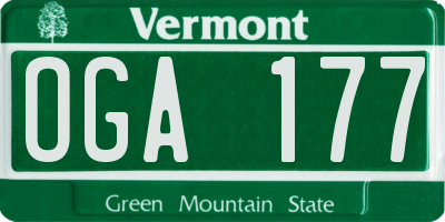 VT license plate OGA177