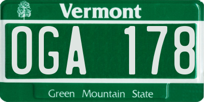 VT license plate OGA178