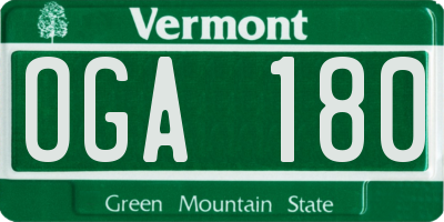 VT license plate OGA180
