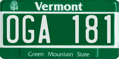 VT license plate OGA181