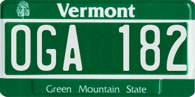 VT license plate OGA182