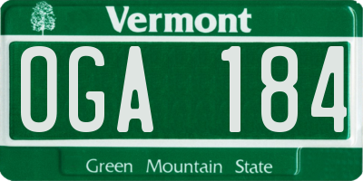 VT license plate OGA184