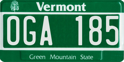 VT license plate OGA185