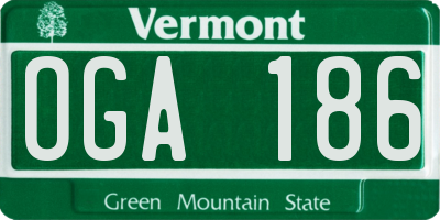 VT license plate OGA186
