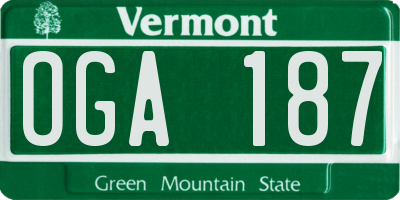 VT license plate OGA187