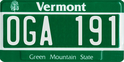 VT license plate OGA191