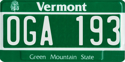 VT license plate OGA193