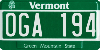 VT license plate OGA194