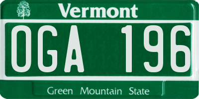 VT license plate OGA196
