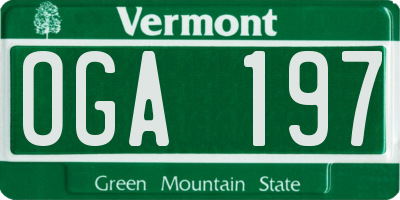 VT license plate OGA197