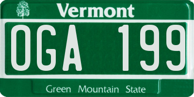 VT license plate OGA199
