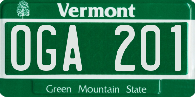 VT license plate OGA201