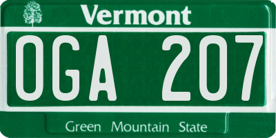 VT license plate OGA207