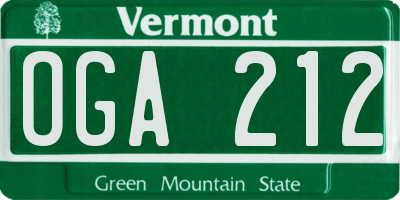 VT license plate OGA212