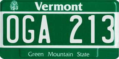 VT license plate OGA213