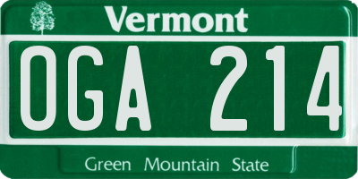VT license plate OGA214