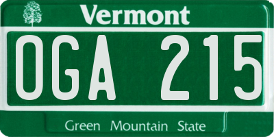 VT license plate OGA215