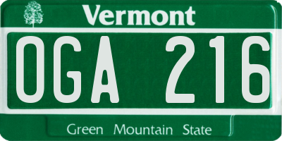 VT license plate OGA216