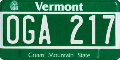VT license plate OGA217