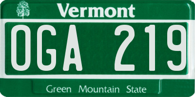 VT license plate OGA219