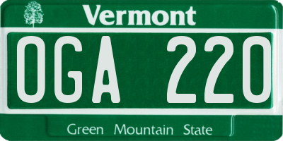 VT license plate OGA220