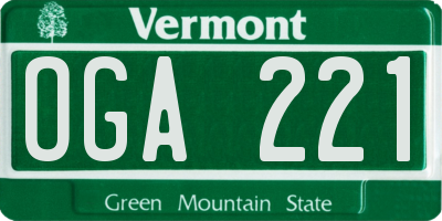 VT license plate OGA221