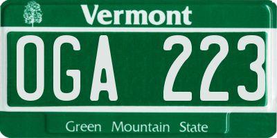 VT license plate OGA223