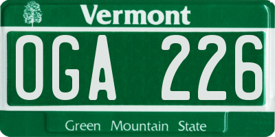 VT license plate OGA226