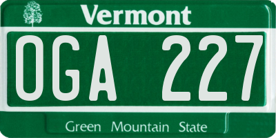 VT license plate OGA227
