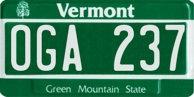 VT license plate OGA237
