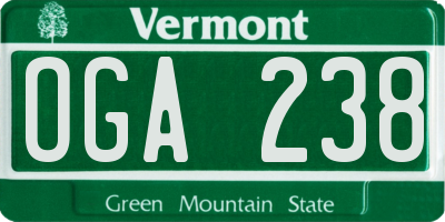 VT license plate OGA238