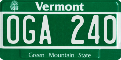 VT license plate OGA240