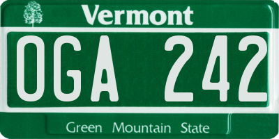 VT license plate OGA242